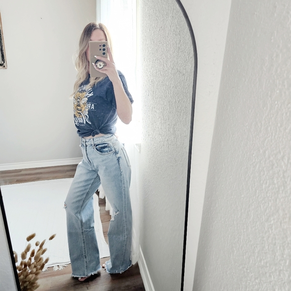 Vervet 90's Vintage Straight Wide Leg Light Wash Jeans Plus 14 16 18 20 - Picture 2 of 15